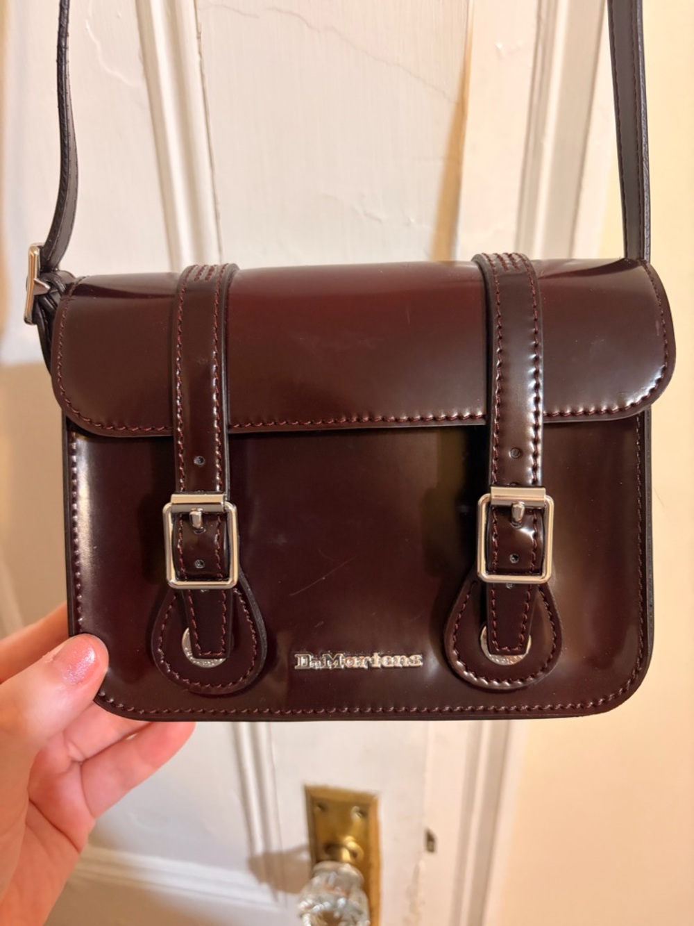 Dr. Martens Women's Cherry-Brown Vegan Leather Mini Satchel Crossbody Bag